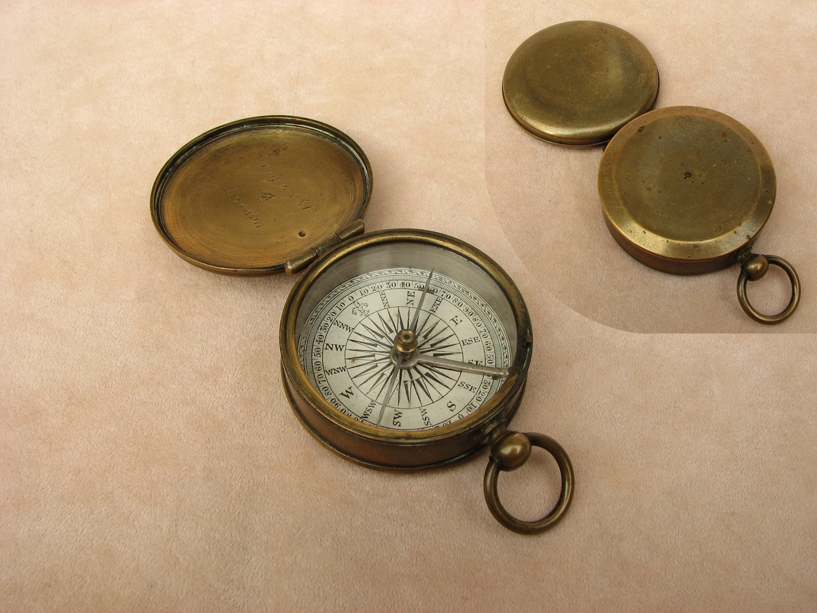 Antique Victorian brass compass signed Gregory & Co, London